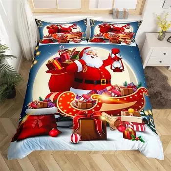 Рождественский пододеяльник Санта-Клаус Постельное белье Рождественский С Новым Годом Декор Одеяло Покрывало из микрофибры Покрывало Размер Queen 70x133cm 2pcs