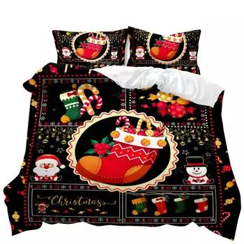 Рождественский пододеяльник Веселый рождественский чулок Одеяло Подарки на Рождество Постельное белье для детей С Новым годом Конфеты Полиэстер Одеяло 70x133cm 2pcs