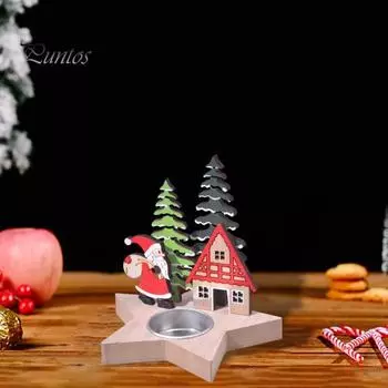 Рождественский подсвечник деревянный Санта-Клаус Ангел Лось подсвечник для чайной свечи настольный подсвечник для рождественского обеденного стола декор в углу A