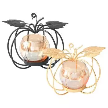 Рождественский подсвечник Металлический подсвечник Подсвечник в форме тыквы чёрный