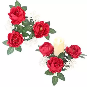 Рождественский подсвечник, украшение, украшение стола, свадебная композиция, поддельный цветок, подсвечник, венок, украшение праздничного стола красный