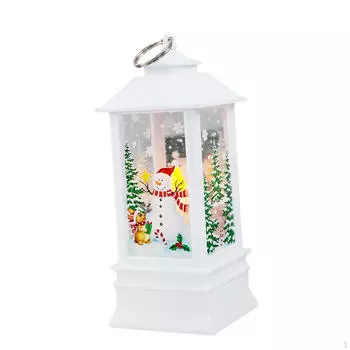Рождественский подвесной фонарь, ночник, настольное освещение, украшение 3x3x7,7 дюйма Snowman White