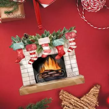 Рождественский подвесной камин из акрила с рождественскими чулками, легко повесить своими руками, украшения для рождественской елки, праздничное украшение для дома B