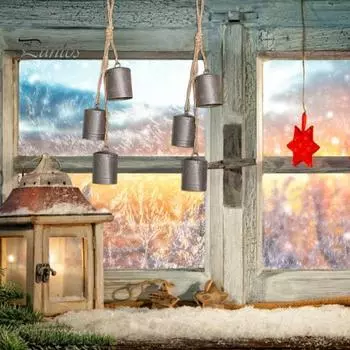 Рождественский подвесной колокольчик, деревенский металлический подвесной декоративный колокольчик с джутовой веревкой, винтажные колокольчики, настенный подвес для домашнего декора D