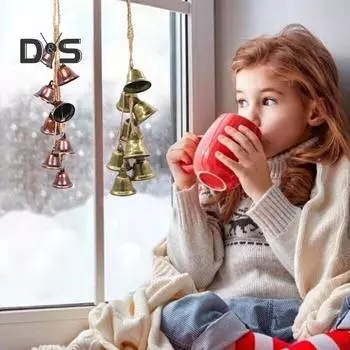Рождественский подвесной колокольчик, деревенский металлический подвесной декоративный колокольчик с джутовой веревкой, винтажные колокольчики, настенный подвес для домашнего декора D