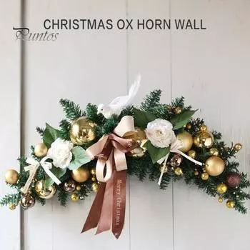 Рождественский подвесной кулон Рогатые шары из ротанга Лук Поддельный цветочный декор Гирлянда Рождественский отель Главная Дверь Окно Украшение Опора Праздничный кулон зелёный