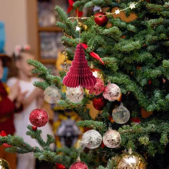 Рождественский подвесной орнамент елка подвеска современное бумажное украшение Рождество 8.5x10 cm_Red Xmas Tree