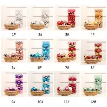 Рождественский подвесной шар, расписной шар, 6 см, 24 шт. Для рождественских украшений, украшение для рождественской елки, деко Pink