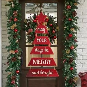 Рождественский подвесной знак, украшение, Веселая рождественская елка, деревянный знак, праздничный приветственный знак