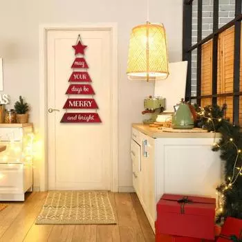 Рождественский подвесной знак, украшение, Веселая рождественская елка, деревянный знак, праздничный приветственный знак