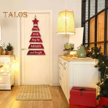 Рождественский подвесной знак, украшение, веселая рождественская елка, деревянный знак, праздничный приветственный знак для декора стены входной двери красный