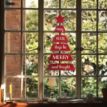 Рождественский подвесной знак, украшение, веселая рождественская елка, деревянный знак, праздничный приветственный знак для декора стены входной двери красный