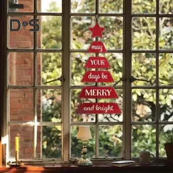 Рождественский подвесной знак, украшение, веселая рождественская елка, деревянный знак, праздничный приветственный знак для декора стены входной двери красный