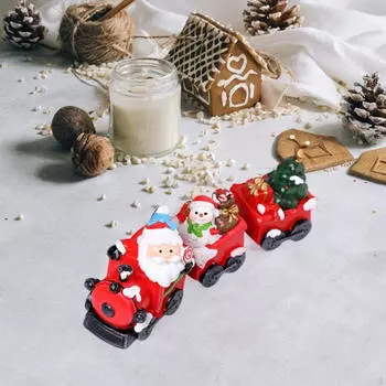 Рождественский поезд Декор Симпатичные поделки Украшения, Зимняя праздничная тема для рабочего стола Santa Claus