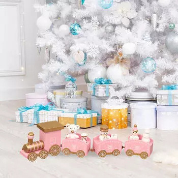 Рождественский поезд, Деревянные украшения для поезда, Центральные украшения, Набор A