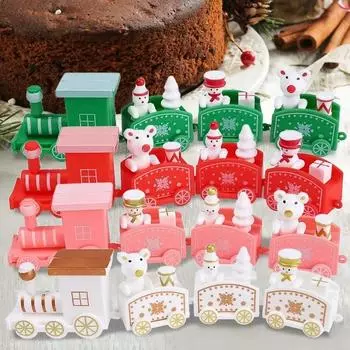 Рождественский поезд Санта елочные украшения пластиковые поделки поезд детские игрушки домашний декор подарки для вечеринок веселые рождественские украшения