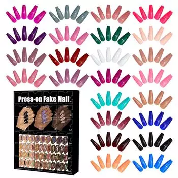 Рождественский праздничный адвент-календарь 2024 года, адвент-календарь, коллекционный накладной адвент-календарь для ногтей, 12 пар, 20 мл One Size