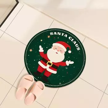 Рождественский праздничный круглый ковер с атмосферой ветра для гостиной, спальни, декоративный коврик, рождественская елка, подставка для ног 80 * 80CM Diatom Mud