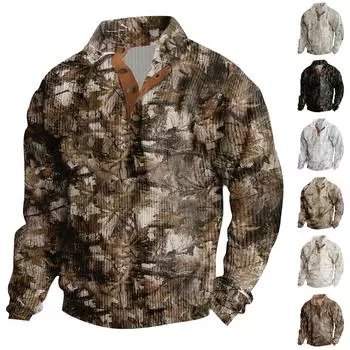 Рождественский принт, 3 пуговицы - мужская толстовка с воротником-стойкой, повседневная толстовка с капюшоном и пряжкой M бежевый