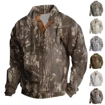 Рождественский принт, 3 пуговицы - мужская толстовка с воротником-стойкой, повседневная толстовка с капюшоном и пряжкой XXXL