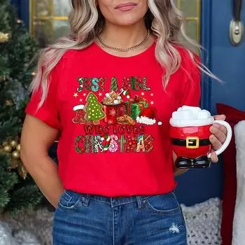 Рождественский принт модная женская футболка рождественский тренд чистый хлопок повседневная спортивная одежда футболки женские S