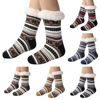 Рождественский принт Осень и зима Пол Одеяло из овечьей шерсти Холодный сон Теплые носки One Size