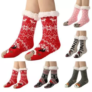 Рождественский принт Осень и зима Пол Одеяло из овечьей шерсти Холодный сон Теплые носки One Size