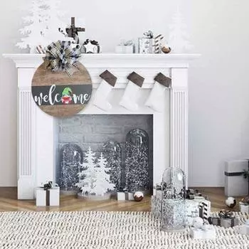 Рождественский приветственный знак для входной двери деревенского фермерского дома, деревянная вешалка для венков с мини- A