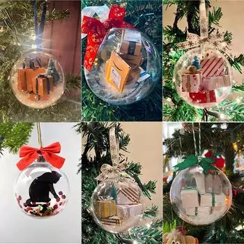 Рождественский прозрачный безделушка, пластиковый рождественский елочный орнамент, украшения для дома и офиса