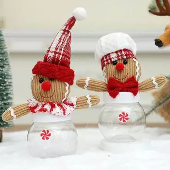 Рождественский пряничный человечек, банка для конфет, печенья, закуски, прозрачная герметичная банка для хранения, мини-подарочный футляр, милое рождественское украшение A1