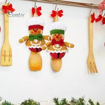 Рождественский пряничный человечек, колокольчик, плюшевый пряник с поварским колпаком, бантом, фигурка, рождественская елка, подвесной колокольчик для украшения окна, стола, елки Men