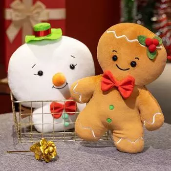 Рождественский пряничный человечек, плюшевая игрушка, мягкая подушка, кукла для дивана-кровати, праздничные украшения, забавный пряничный снеговик, рождественские декоративные подушки Christmas Tree
