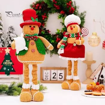 Рождественский пряничный человечек, плюшевая кукла с телескопической ногой, мальчик, девочка, пряничная кукла, мягкая набивная подушка для украшения рождественской елки Boy