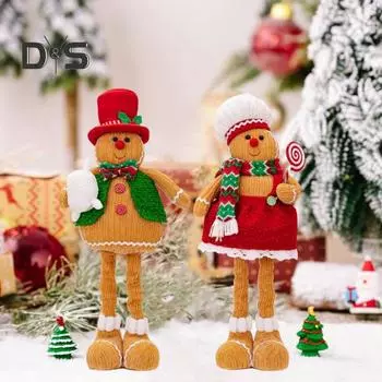 Рождественский пряничный человечек, плюшевая кукла с телескопической ногой, мальчик, девочка, пряничная кукла, мягкая набивная подушка для украшения рождественской елки Boy