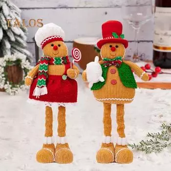 Рождественский пряничный человечек, плюшевая кукла с телескопической ногой, мальчик, девочка, пряничная кукла, мягкая набивная подушка для украшения рождественской елки Boy