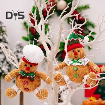 Рождественский пряничный человечек, плюшевая плюшевая фигурка мальчика-девочки в поварском колпаке, мягкая игрушка в виде шапки Санты для декора рождественской вечеринки Boy