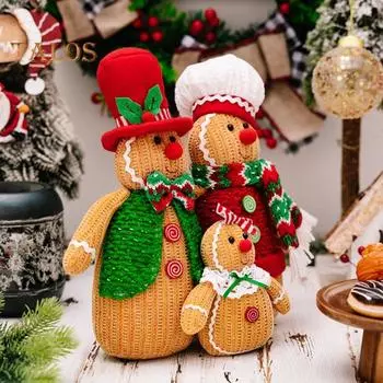 Рождественский пряничный человечек, плюшевая плюшевая игрушка, рождественское пряничное украшение для двери, рождественской елки, домашнего декора для вечеринки 1pc