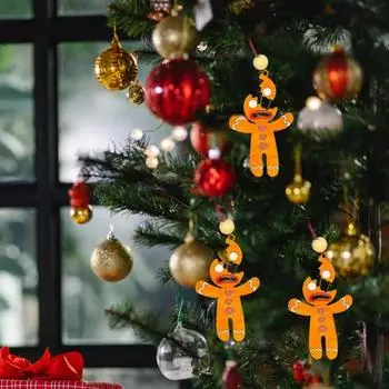 Рождественский пряничный человечек, украшение, деревянная сломанная нога, пряничный человечек, кулон, рождественская елка A