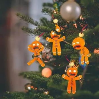 Рождественский пряничный человечек, украшение из дерева, сломанная нога, пряничный человечек, кулон, рождественская елка, украшения для вечеринок A