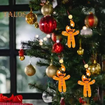 Рождественский пряничный человечек, украшение из дерева, сломанная нога, пряничный человечек, кулон, рождественская елка, украшения для вечеринок A