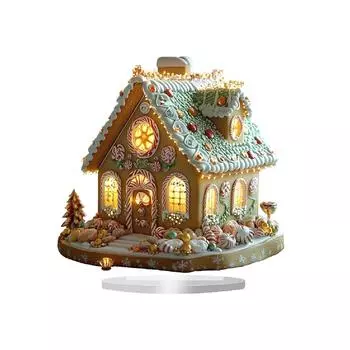 Рождественский пряничный домик, украшения для стола, акриловый деревенский домик, украшение для полки для дома L светло-желтого
