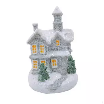 Рождественский яркий дом, освещенный орнамент, нежный снежный домик из смолы для вечеринок Style A