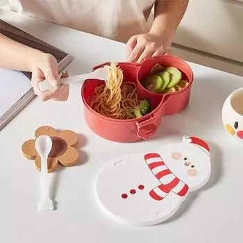 Рождественский ящик для бенто со снеговиком, ящик для хранения свежих продуктов, ланч-бокс для студенческого отделения, ланч-бокс с микроволновым нагревом 23*16.5*7 красный