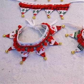 Рождественский регулируемый колокольчик шарф аксессуары ожерелье для домашних животных ошейник для щенков рождественские подарки S