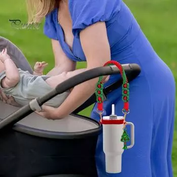Рождественский ремешок для ручки бутылки с водой 16-40 унций, силиконовое кольцо безопасности для стакана, держатель для цветов ручной работы, подвеска на шнурке, аксессуары для чашки A