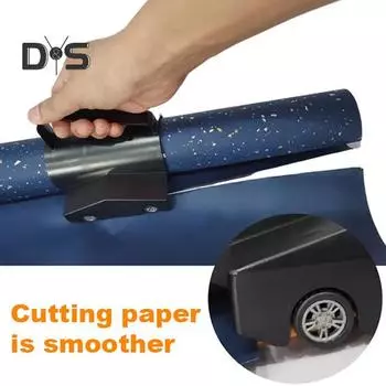 Рождественский резак для упаковочной бумаги с защитой лезвия, противоскользящим колесом, уникальным дизайном ручки, подарочной упаковкой, режущими принадлежностями чёрный