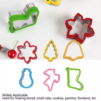 Рождественский резак для выпечки, легкосъемный, из нержавеющей стали, многофункциональный, самодельная форма для выпечки печенья, помадки, 6 шт.
