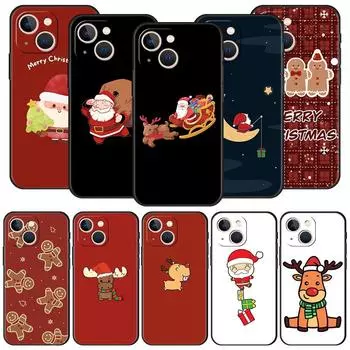 Рождественский роскошный чехол для телефона с Санта-Клаусом для iPhone 15 13 14 12 11 Pro MAX XR X SE XS 7 8 Plus, черный силиконовый защитный чехол iPhone 11Pro Max