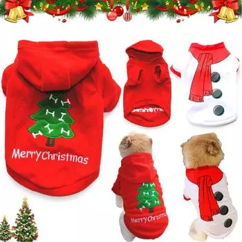 Рождественский Рождественский костюм, теплое пальто, комбинезон для собаки, толстовка с капюшоном для щенка, одежда для домашних животных, жилет для кошки S-Christmas Tree