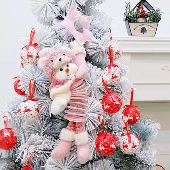 Рождественский Розовый Снеговик Плюшевые Куклы Игрушки С Весной Рождественская Елка Кулон Падение Украшения Украшения Ремесло Подарок Домашний Декор Новый Год Snowman Doll розовый